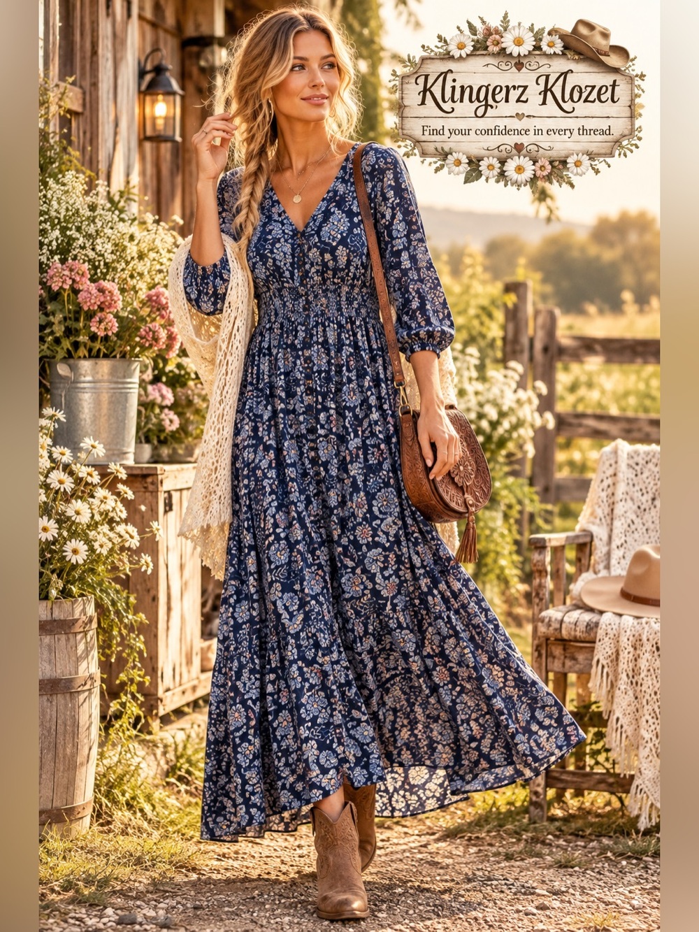 Old Navy XL Navy Floral Maxi Dress Boho Cottagecore Prairie